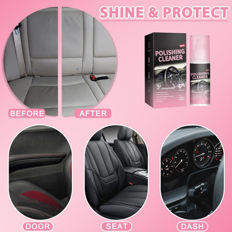 Timeno 2026 New Polishing Cleaner Car Interior, Interior All Purpose Car Cleaner for Rubber, Leather (2) - Image 4